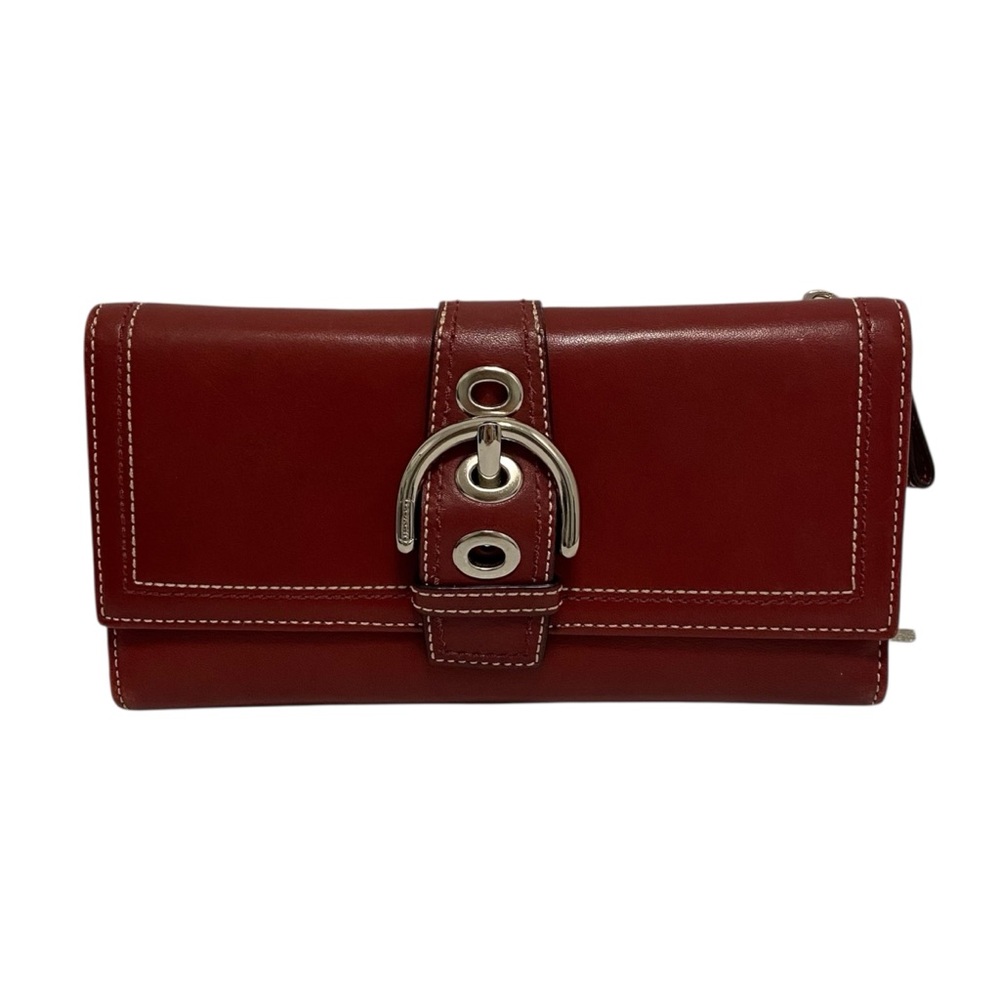 Coach Solid Red Leather Wallet - image 1